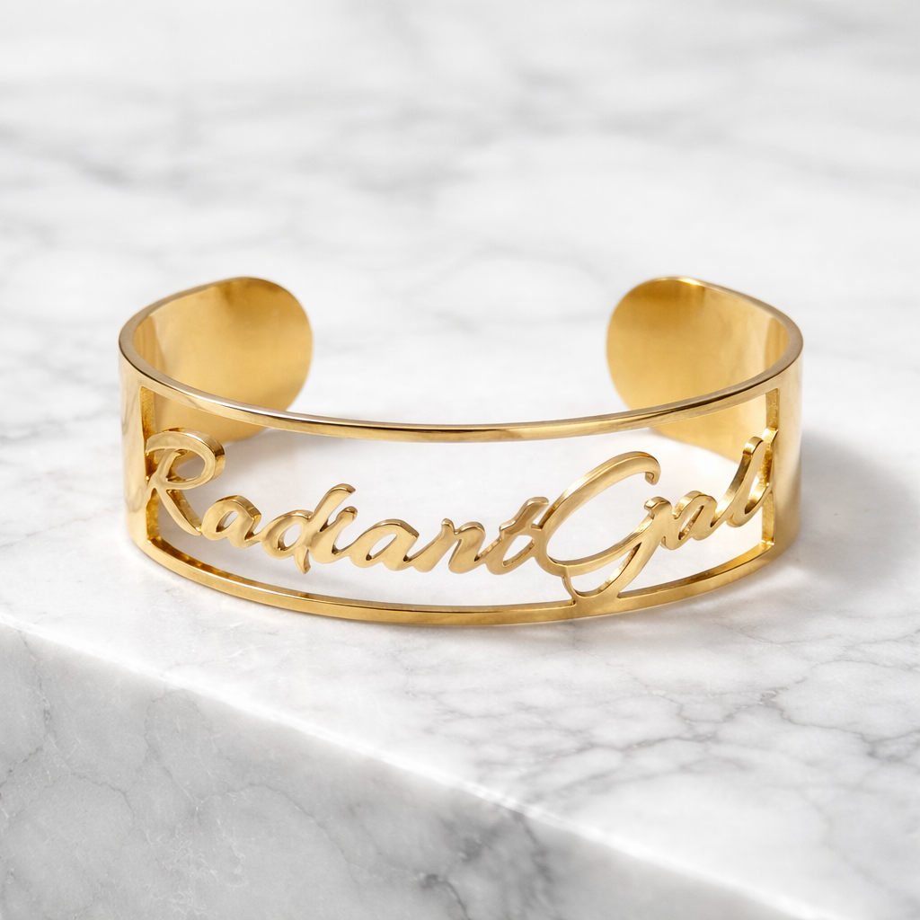 Radiant Gal Signature Nameplate Cuff Bracelet