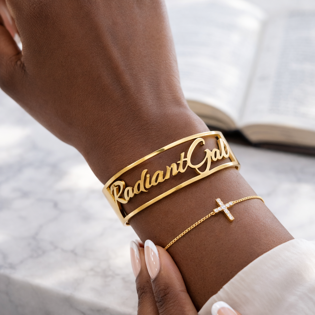 Radiant Gal Signature Nameplate Cuff Bracelet