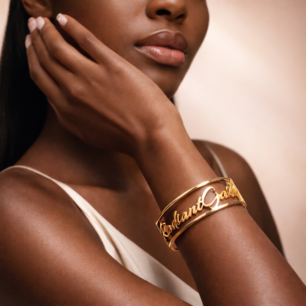 Radiant Gal Signature Nameplate Cuff Bracelet